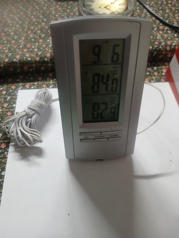 Indoor Outdoor Thermometer/Clock: Displays Date Time Celsius or Farenheit Ex gallery