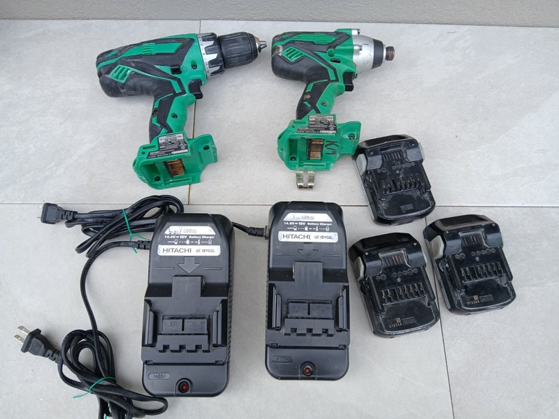 HITACHI WH18DGL CORDLESS IMPACT DRIVER /Drill Lot 3 18V LI-ION Batteries/Charger