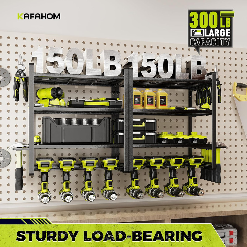 KAFAHOM Power Tool Organizer Wall Mount, 4-Tier Drill Holder for Cordless Tools, gallery