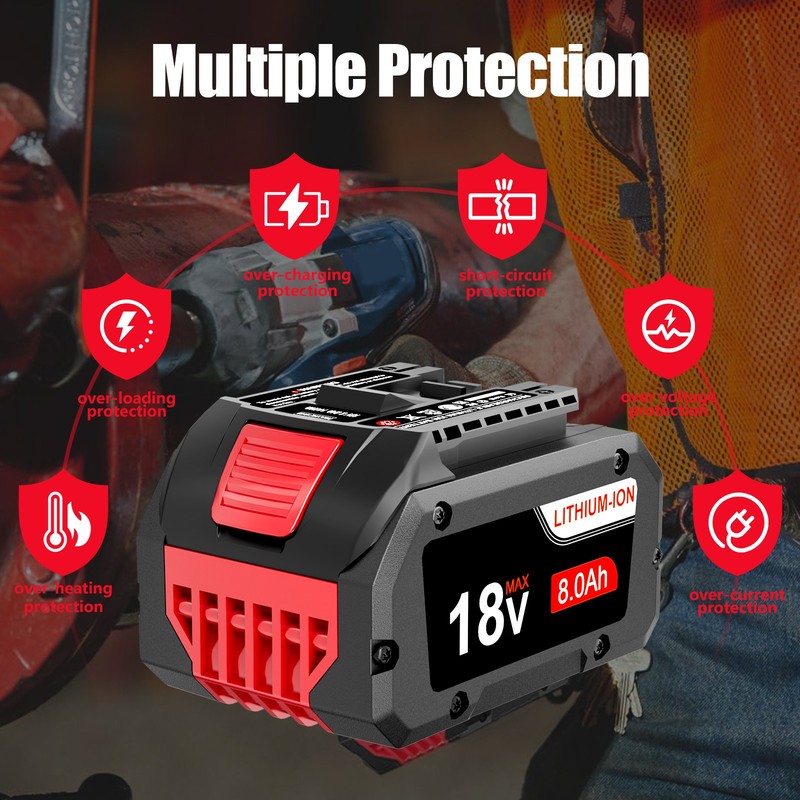 2 Pack 18V Battery For Bosch 18V 8.0AH Li-ion BAT609 BAT610G BAT618 GSR18V-LI gallery