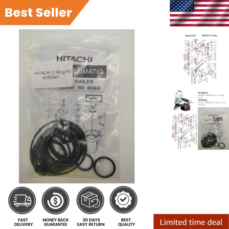 O-Ring Replacement Kit for Hitachi NV65AH 2-1/2-Inch Coil Nailer – Rubber Seals