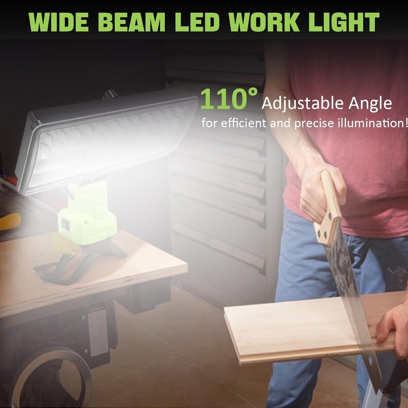 6000LM Cordless LED Work Lights For Ryobi 18V Battery Flashlight LED Flood Light gallery