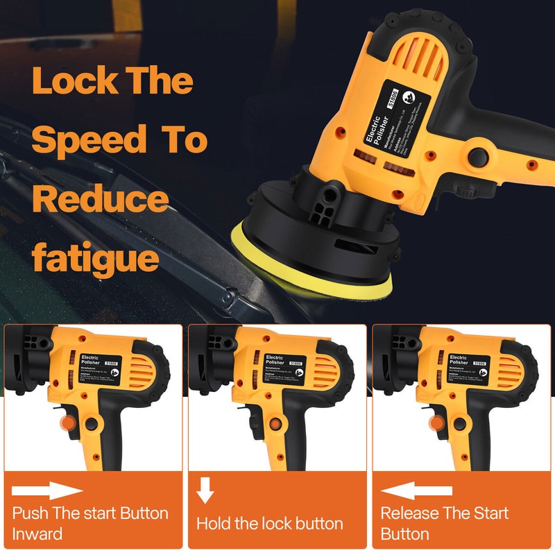 Electric Car Buffer Polisher Machine 800W, Multi-Speed Knob, with 5" Pad Bonnet gallery