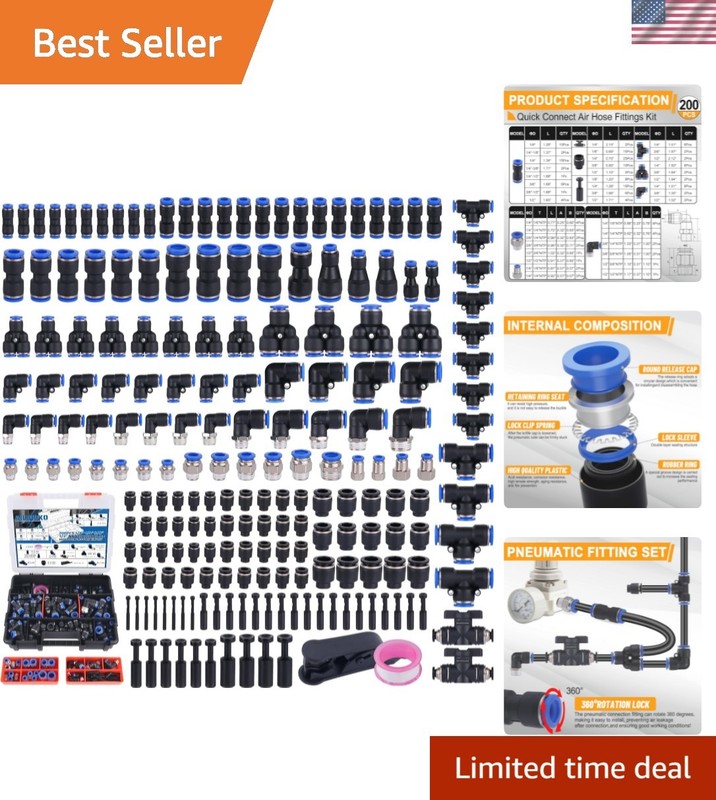 200 PCS Quick Connect Air Hose Fitting Assortment Kit,Push to Connect Fitting...