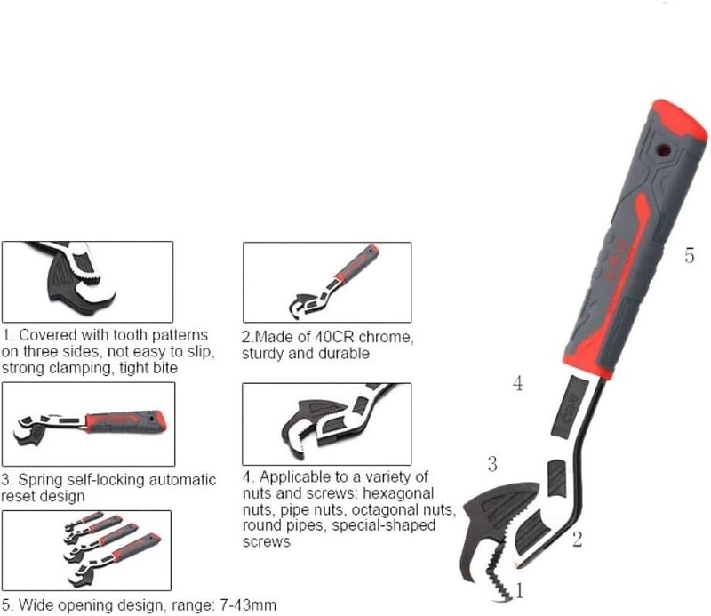 Self Adjusting Locking Wrench Multifunctional Universal Adjustable Pipe Wrench gallery