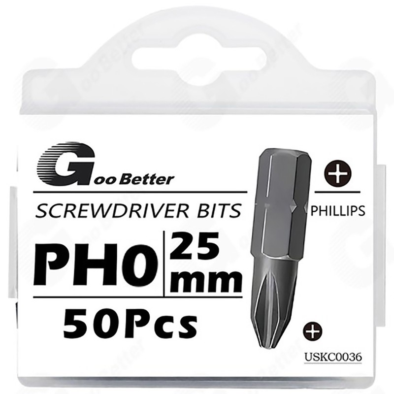 50pcs Screwdriver Bit Set 1-Inch Phillips Bits 1/4″ Hex Shank Bit PH0 PH2 PH3