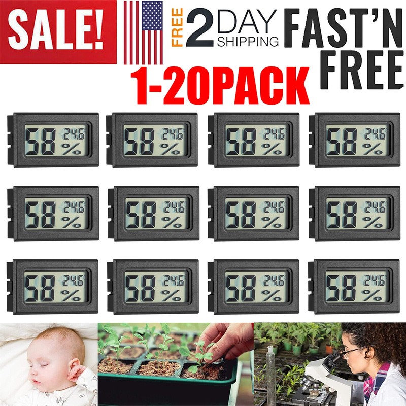 1-20PCS Humidity Meter Mini Digital Indoor Thermometer Hygrometer Temperature US