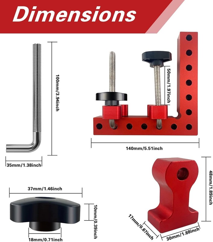 90 Degree Positioning Squares Right Angle Clamps 5.5" Aluminum Alloy Woodworking gallery
