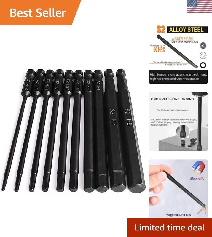 10-Piece Magnetic Hex Shank Drill Bits – Rust-Resistant, All Sizes Included