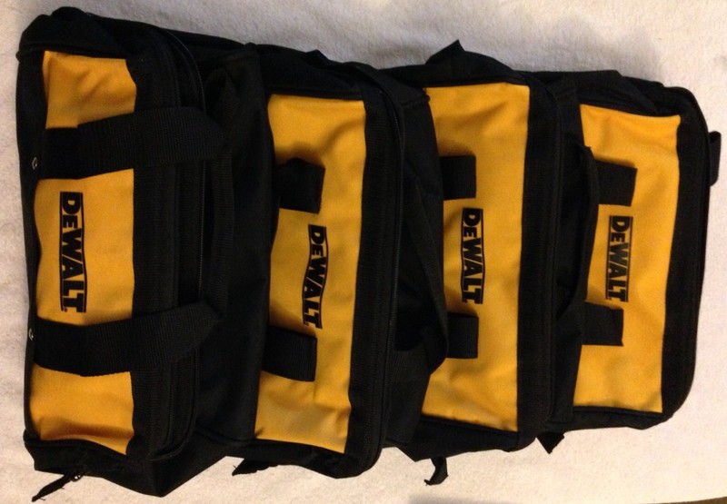 4 New Dewalt N037466 Heavy Duty Ballistic Nylon 13" Tool Bags w/ Solid Runners gallery