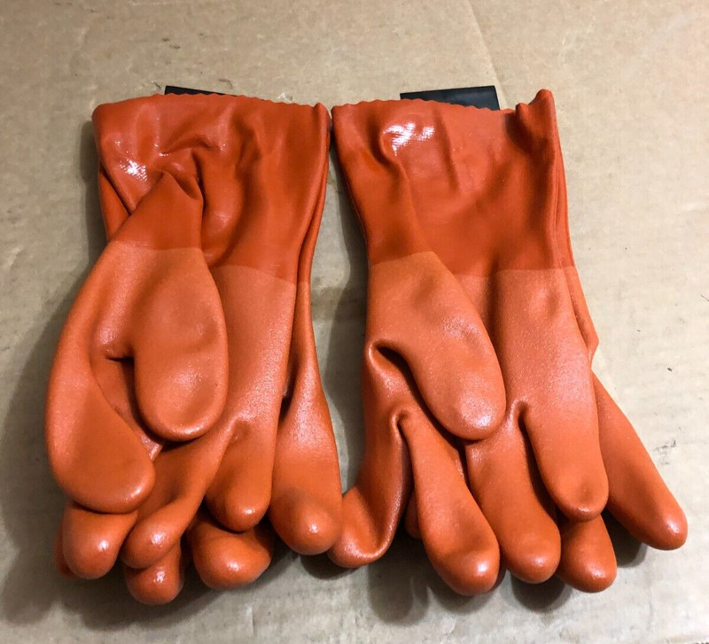 Showa Atlas 620-10 Rt Large Orange Pvc Seamless Cotton Gloves 2 Pairs ~ gallery