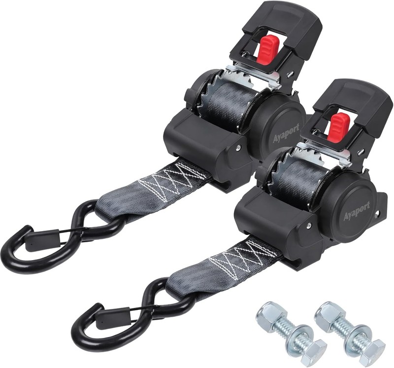 2PK Retractable Ratchet Straps 2″ x 6ft 3300lbs Bolt-On Tie Down