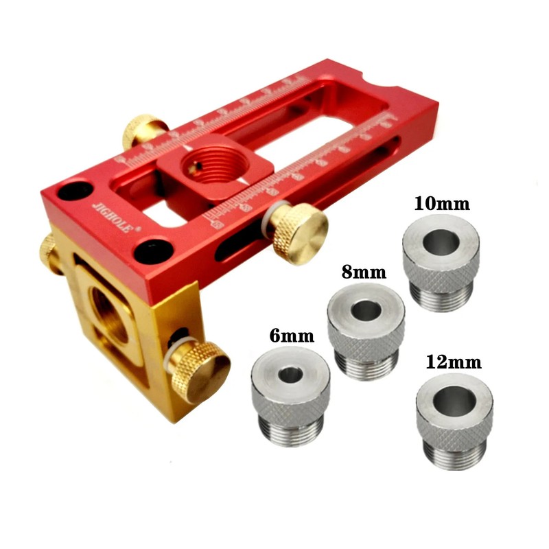 Screw Jig 2in1 Cross Dowel Drill Guide Kit Woodworking Pocket Hole Sleeves Set