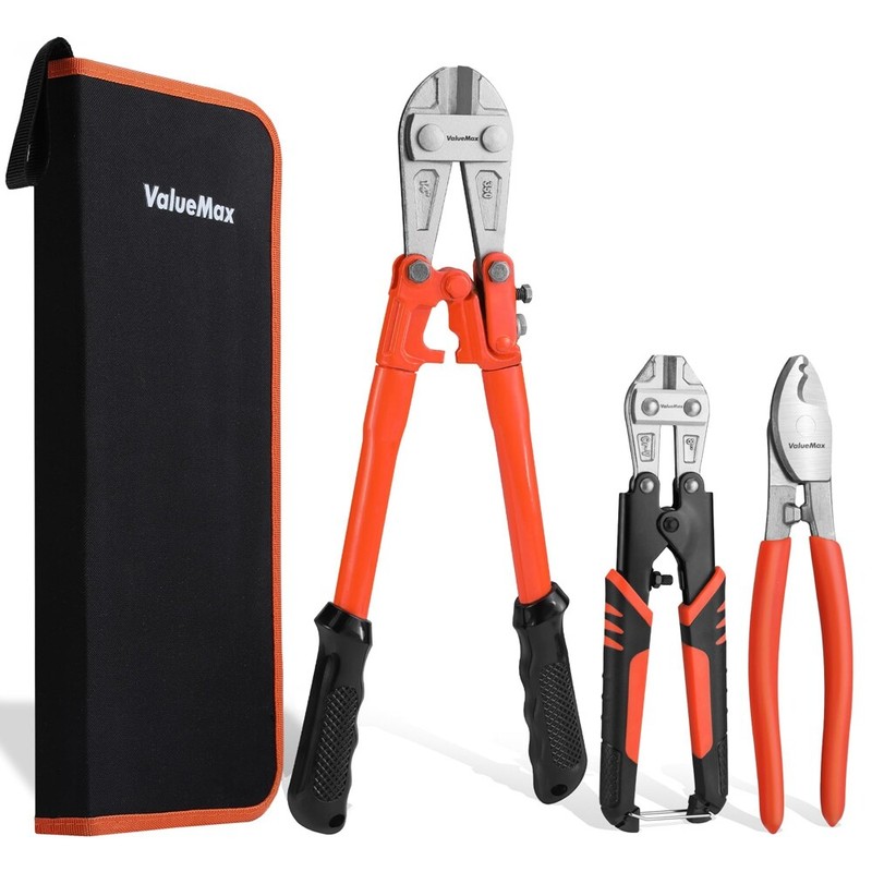 ValueMax 3PCS Bolt Cutter Plier Set 8″ Bolt Cutter Cable Cutter 14″ Bolt Cutters