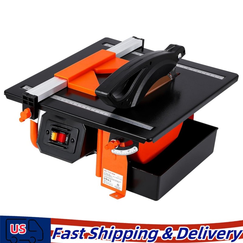 7in Wet Tile Saw 3450 RPM Bevel Cuts Tile From 0-45 Degrees Tile Cutter Wet Saw