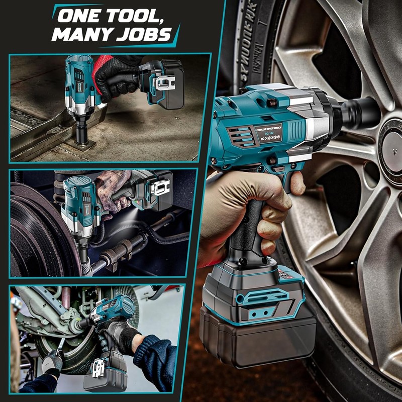 Cordless Impact Wrench 1/2 Inch for Makita 18V Battery, 1000Ft-Lbs Brushless Ele gallery