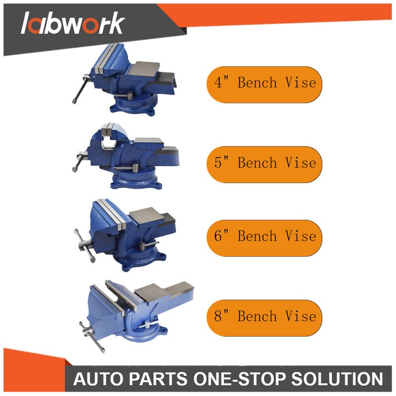 Labwork 8″/6″/5″/4″ Bench Vise w/ Anvil Swivel Base Heavy Duty Vice Multipurpose