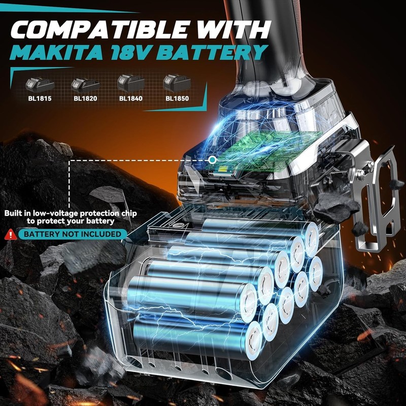 Cordless Impact Wrench 1/2 Inch for Makita 18V Battery, 1000Ft-Lbs Brushless Ele gallery