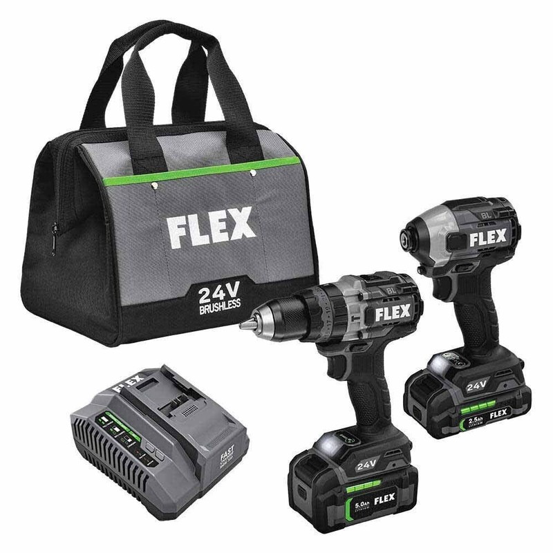 Flex FXM202-2B 24V Cordless 2-Speed Hammer Drill & Impact Driver Combo Kit