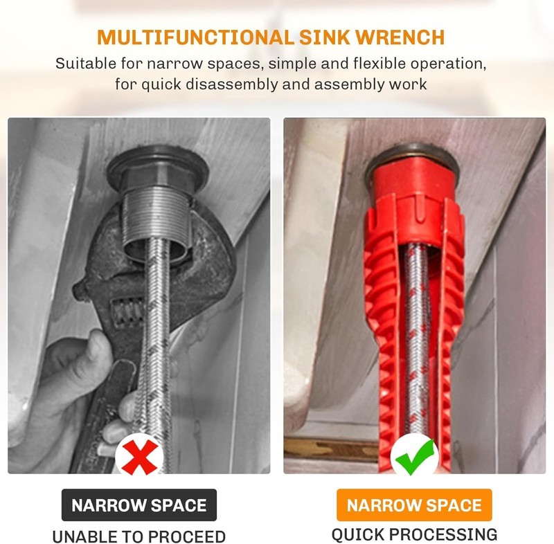 8 in 1 Faucet Sink Installer Home Multi Tool Pipe Wrench For Plumbers Homeowners gallery