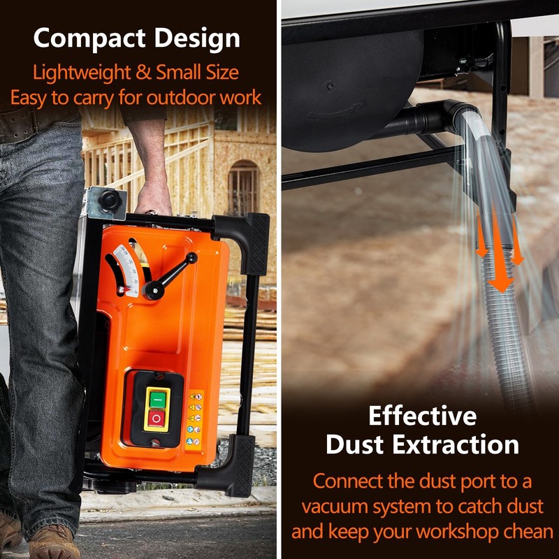 8-Inch Compact Portable Table Saw for Jobsite 6.7-Amp Copper Motor Speed 3576RPM gallery