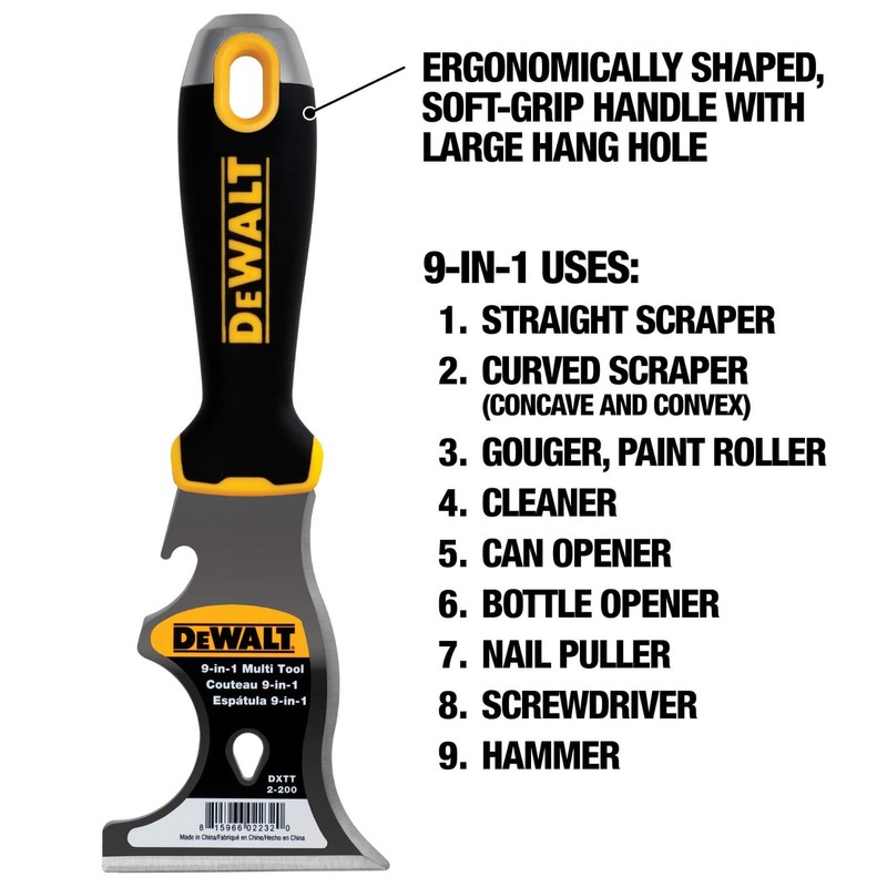 DEWALT 9-in-1 Painter's Tool | Carbon Steel w/Soft Grip Handle | DXTT-2-200 gallery