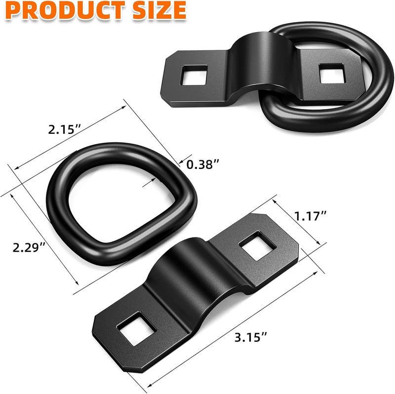6 PCS 3/8" Heavy Duty D Rings Tie down Anchors for Trailer Truck Cargo D-Rings D gallery