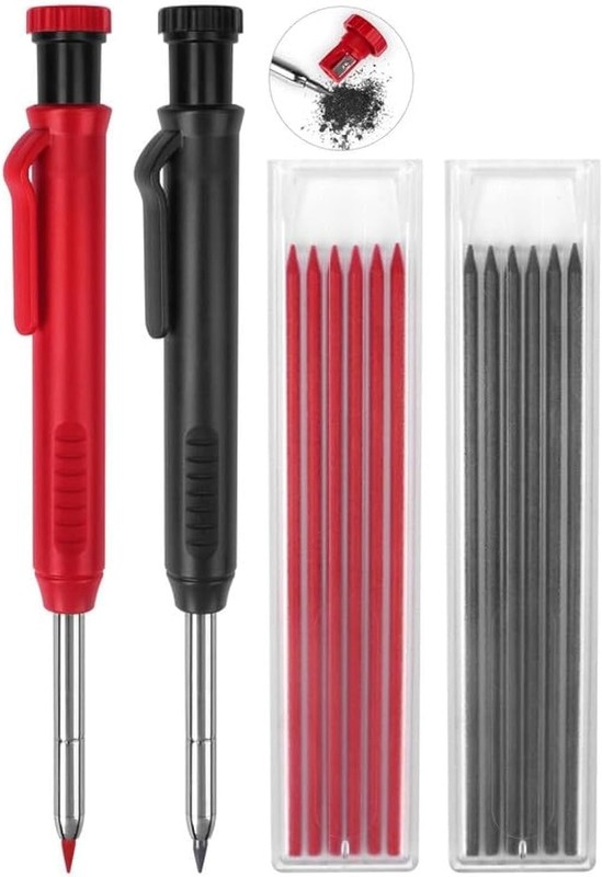 2 Pack Carpenter Pencils Mechanical Pencils with 12 Refills, Construction Pencil