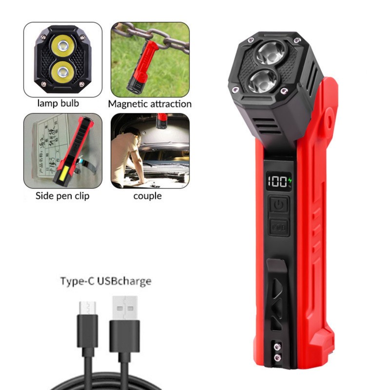 Rechargeable Work Light Magnetic Hook 600LM Portable LED Flashlight Lamp Tool gallery