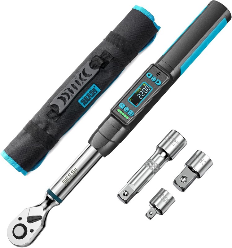 Seesii 3/8 Digital Torque Wrench 0-220Nm LCD Display