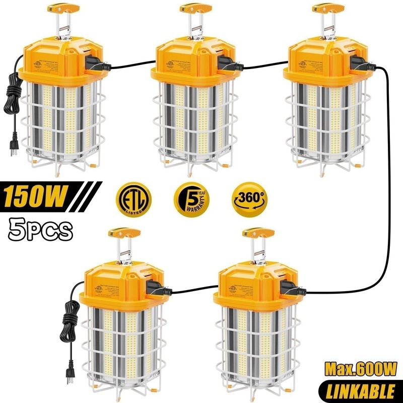 5X 150W LED Temporary Construction Light 5000K Tunnel Job Site Lighting Linkable