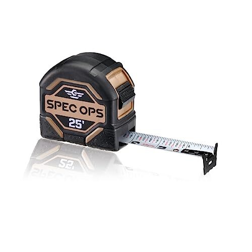 Spec Ops Tools 25-Foot Tape Measure, 1 1/8″ Double-Sided Blade, Military-Grade