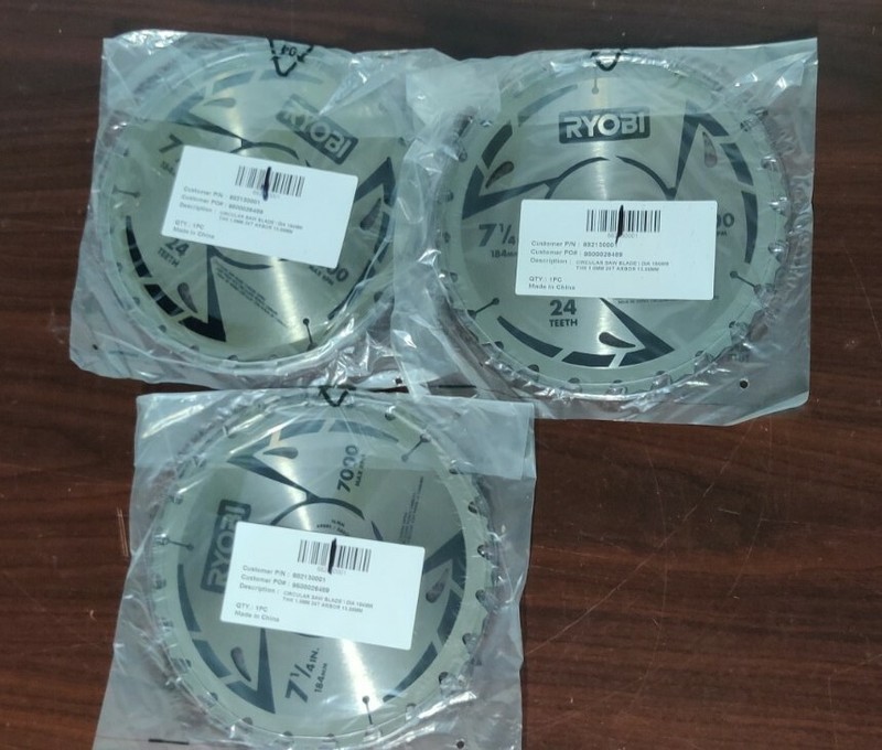 3X RYOBI 7-1/4″ INCH 24 TEETH CARBIDE-TIPPED CIRCULAR SAW BLADES 16 MM ARBOR