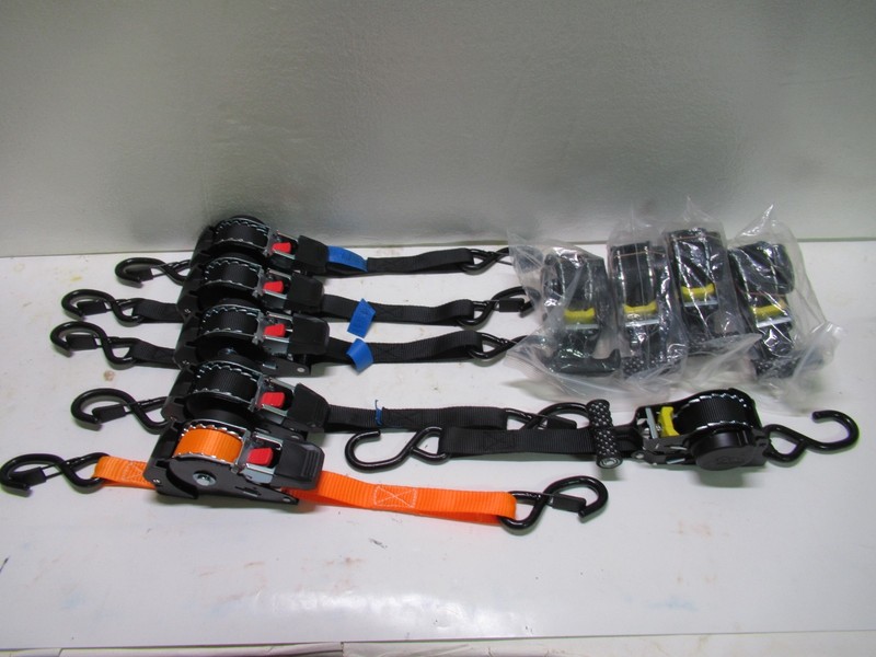 10-Pack Self Auto Retractable Retracting Ratchet Strap 1500lb Heavy-Duty