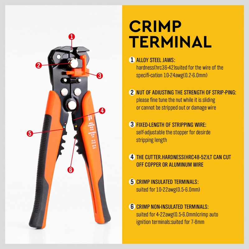 Self Adjusting Insulation Wire Stripper Cutter Crimper Cable Stripping Tools gallery