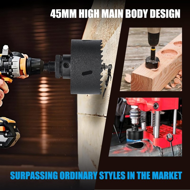 Professional Quality 7.6" Hole Saw with Spring-Centered Drill for Smooth Cuts gallery
