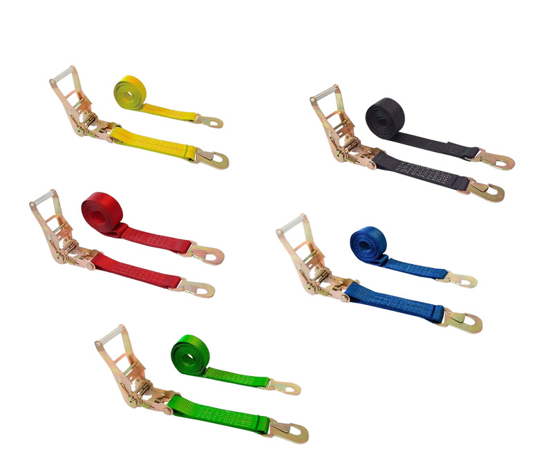 USA 2″ x 8′ Ratchet Tie Down Strap w/Flat Snap Hook Car Hauler Tow Truck ATV UTV