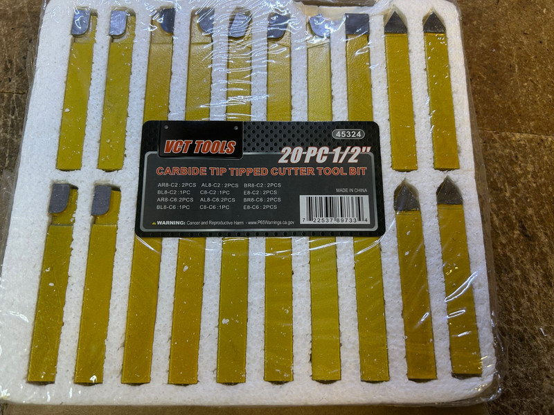 VCT Tools 20 piece 1/2″ Set Carbide Tipped Cutter Metal Lathe Tooling Colibrox