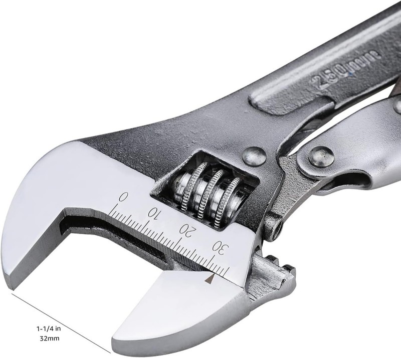 10 inch Locking Adjustable Wrench, Precision Machined, Rust Resistant, 2.7 inch gallery