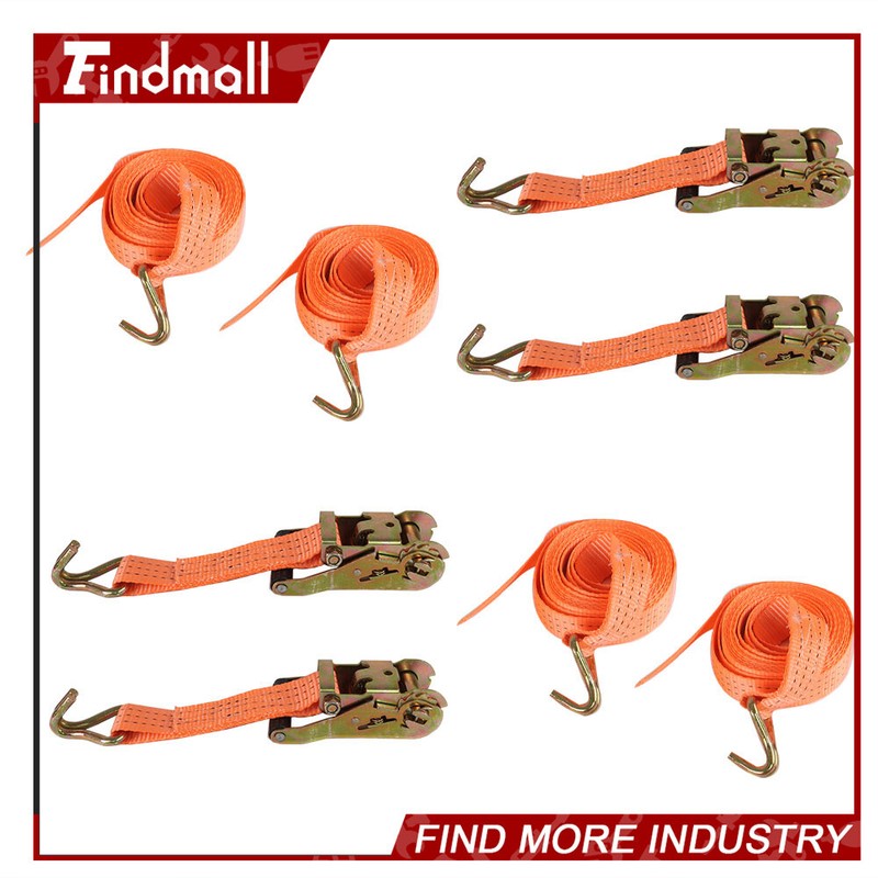 Findmall 4 Pack 1.5″ x 15′ 4000-lbs Ratchet Straps J Hook Heavy Duty Tie Downs