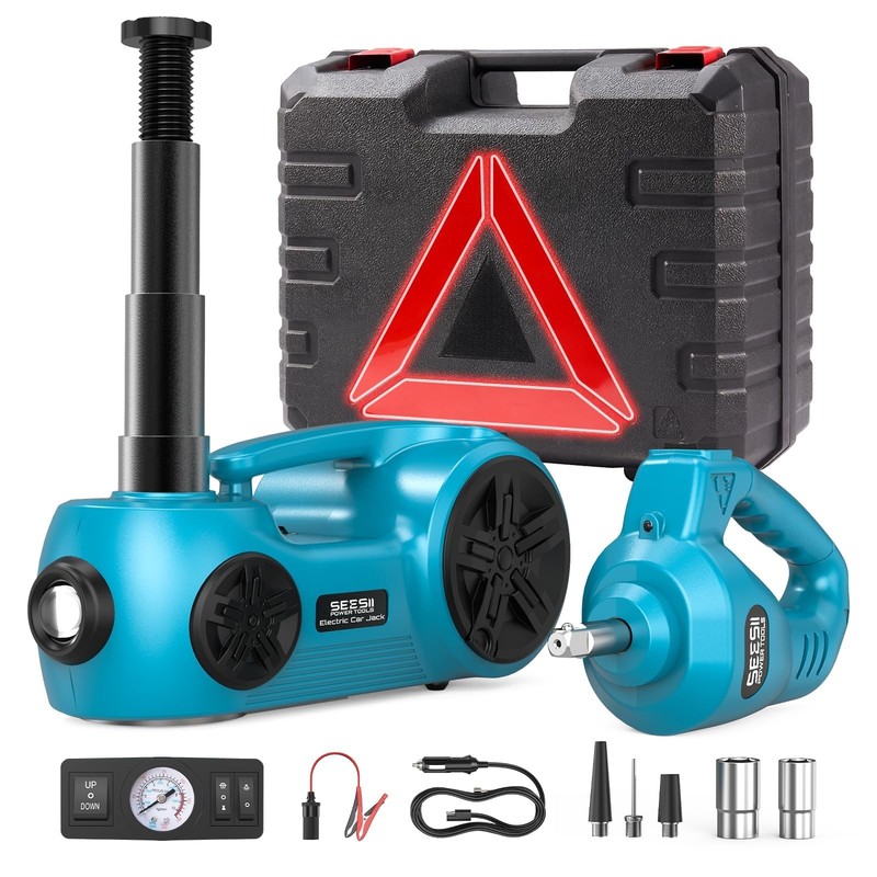 SEESII Electric Car Jack Kit 5 Ton 12V Hydraulic car Jack with Impact Wrench …