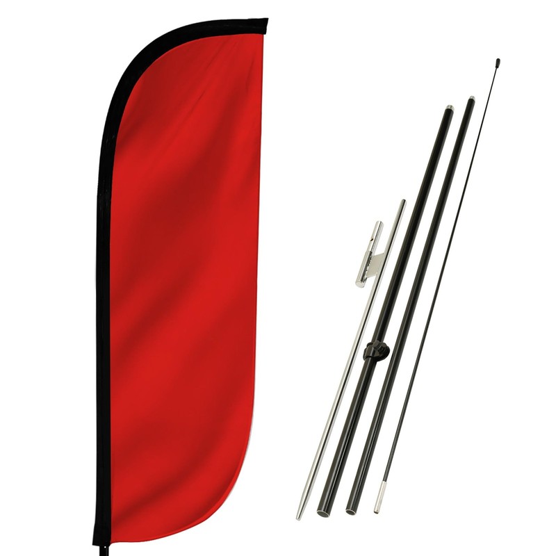 LookOurWay Feather Flag Pole Kit – 7 Feet Tall Advertising 7ft Set, Red