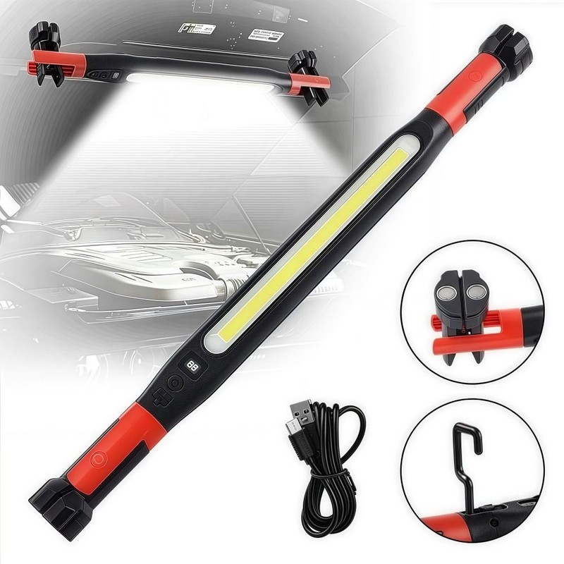 3000LM Magnetic Rechargeable LED Work Light Bar Under Hood Mechanic Flashlight