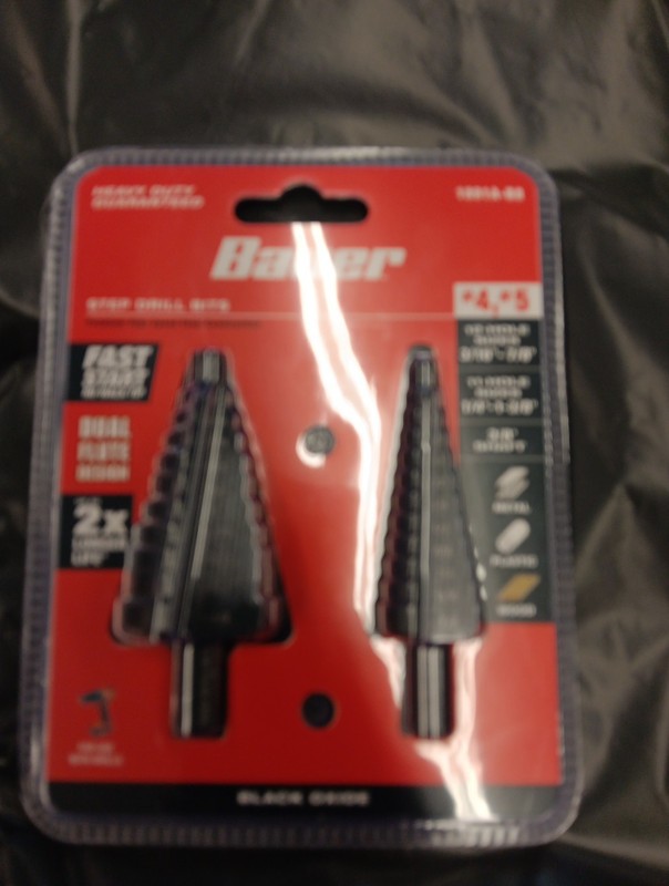 Bauer 1891A-B8 4″ & 5″ Step Drill Bits w/3/8″ Shaft: Metal, Plastic & Wood New