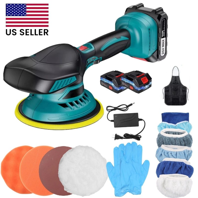 Dual Action Car Polisher Buffer Machine Cordless 6″ Sander Polishing Kit Battery