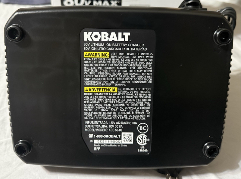 Kobalt 80V Max Lithium-Ion Battery Charger KDC-50-06 OEM Genuine two battery NOB gallery