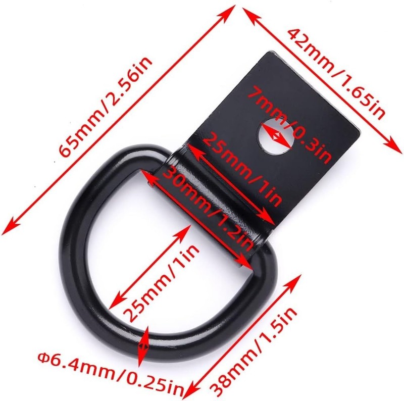 Heavy Duty Steel D Ring Tie Down Anchors 8mm 4000lbs Surface Mount 6 Pack gallery