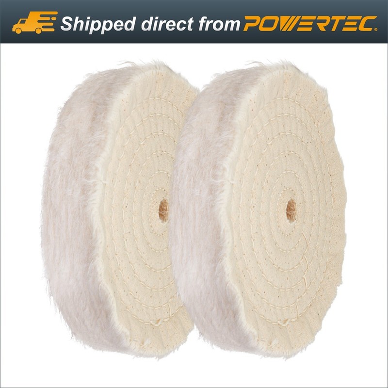 POWERTEC 6″ Extra Thick Spiral Sewn Buffing Wheel w/ 1/2″ Arbor Hole-2PK (71630)