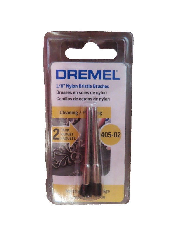 Dremel 1/8″ Nylon Bristle Brush. card of 2 Pieces. #405-02 NEW