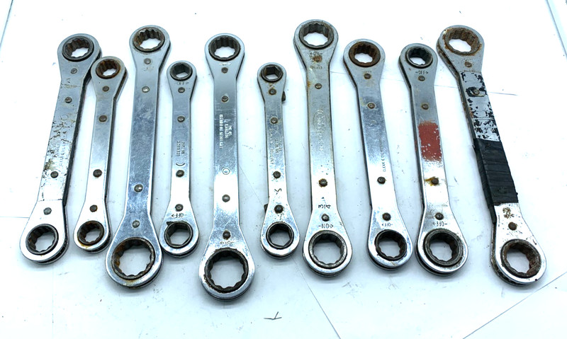 Lot Of 10 Assorted Reversible Ratcheting Standard Wrenches